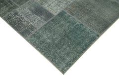 Handmade Area Rug - Kirk Yama Grey Patchwork Cotton Wool Carpet 5'7''x8'0''