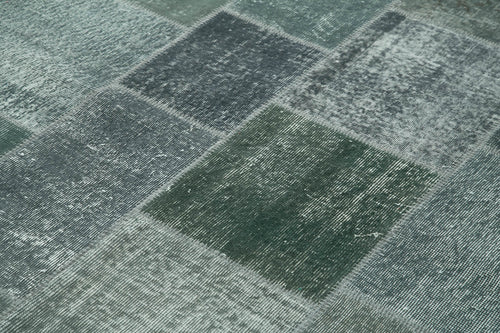 Handmade Area Rug - Kirk Yama Grey Patchwork Cotton Wool Carpet 5'7''x8'0''