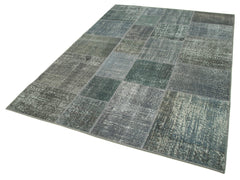 Kirk Yama Grey Patchwork Cotton Wool Handmade Area Rug 5'7'' x 7'10''