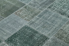 Kirk Yama Grey Patchwork Cotton Wool Handmade Area Rug 5'7'' x 7'10''