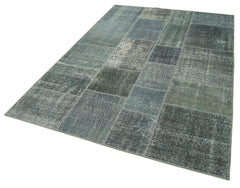 Kirk Yama Grey Patchwork Cotton Wool Handmade Area Rug 5'7'' x 8'0''