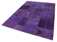 Kirk Yama Purple Patchwork Cotton Wool Handmade Area Rug 5'7'' x 7'10''