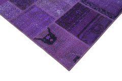 Kirk Yama Purple Patchwork Cotton Wool Handmade Area Rug 5'7'' x 7'10''