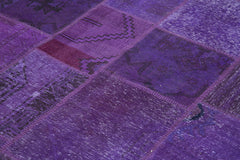 Kirk Yama Purple Patchwork Cotton Wool Handmade Area Rug 5'7'' x 7'10''