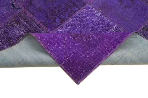 Kirk Yama Purple Patchwork Cotton Wool Handmade Area Rug 5'7'' x 7'10''