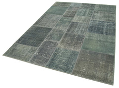 Kirk Yama Grey Patchwork Cotton Wool Handmade Area Rug 5'7'' x 7'10''