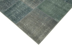 Kirk Yama Grey Patchwork Cotton Wool Handmade Area Rug 5'7'' x 7'10''