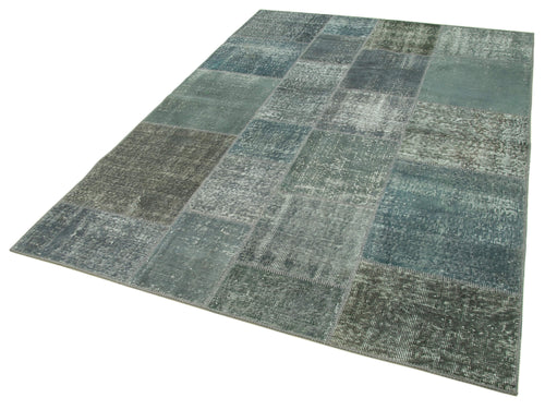 Handmade Area Rug – Kirk Yama Grey Patchwork Cotton Wool Carpet 5'7''x7'10''