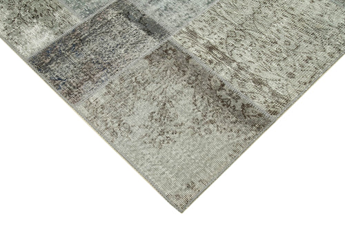 Kirk Yama Grey Patchwork Cotton Wool Handmade Area Rug 5'7'' x 7'10''
