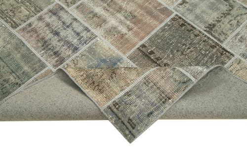 Kirk Yama Grey Patchwork Cotton Wool Handmade Area Rug 5'8'' x 7'11''