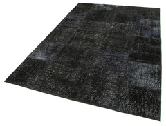 Kirk Yama Black Patchwork Cotton Wool Handmade Area Rug 5'6'' x 7'11''