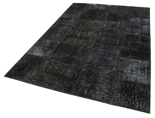 Kirk Yama Black Patchwork Cotton Wool Handmade Area Rug 5'6'' x 7'11''