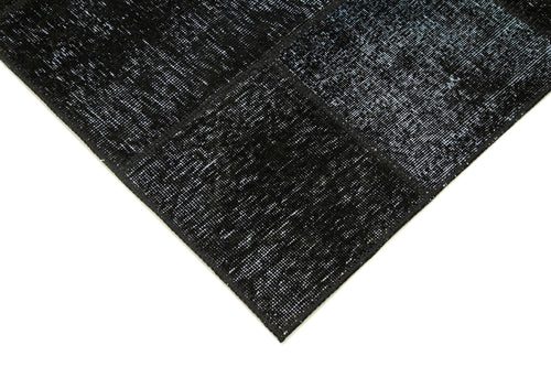 Kirk Yama Black Patchwork Cotton Wool Handmade Area Rug 5'6'' x 7'11''