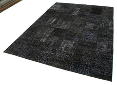 Kirk Yama Black Patchwork Cotton Wool Handmade Area Rug 5'8'' x 7'11''
