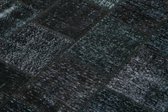 Kirk Yama Black Patchwork Cotton Wool Handmade Area Rug 5'8'' x 7'11''