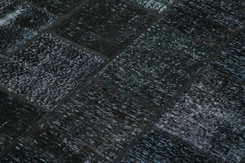 Kirk Yama Black Patchwork Cotton Wool Handmade Area Rug 5'8'' x 7'11''