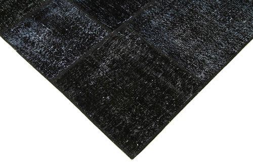 Handmade Area Rug - Black Patchwork Turkish Cotton Wool Carpet 5'8''x8'0''