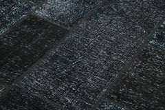 Handmade Area Rug - Black Patchwork Turkish Cotton Wool Carpet 5'8''x8'0''