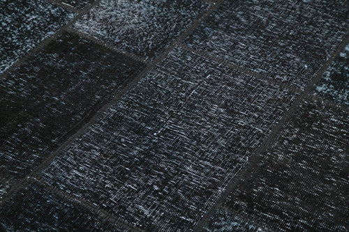 Handmade Area Rug - Black Patchwork Turkish Cotton Wool Carpet 5'8''x8'0''