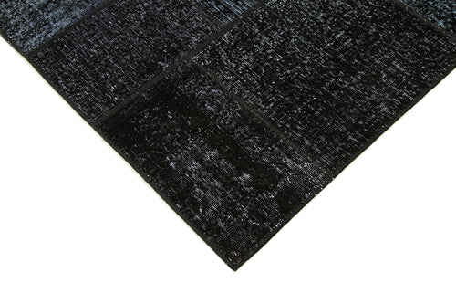 Handmade Area Rug - Black Patchwork Cotton Wool Vintage Turkish Carpet 5'8" x 8'0"