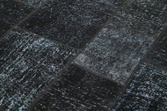 Handmade Area Rug - Black Patchwork Cotton Wool Vintage Turkish Carpet 5'8" x 8'0"