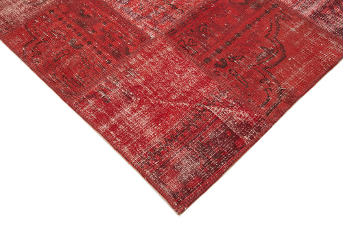 Kirk Yama Red Patchwork Cotton Wool Handmade Area Rug 5'10'' x 8'2''