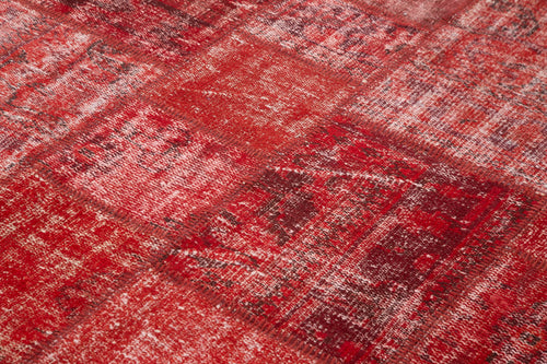 Kirk Yama Red Patchwork Cotton Wool Handmade Area Rug 5'10'' x 8'2''
