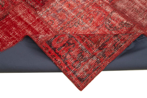 Kirk Yama Red Patchwork Cotton Wool Handmade Area Rug 5'10'' x 8'2''
