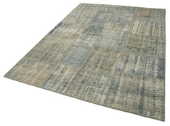 Handmade Area Rug – Kirk Yama Grey Patchwork Cotton Wool 5'9" x 8'1" Carpet
