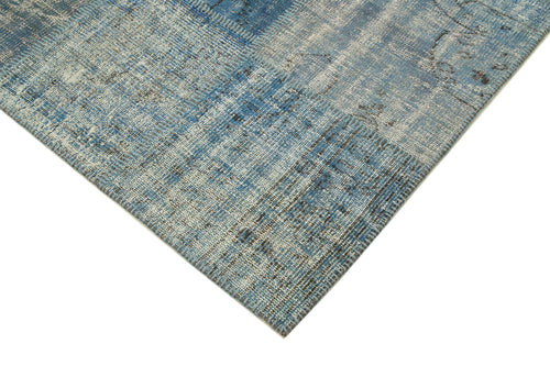 Kirk Yama Blue Patchwork Cotton Wool Handmade Area Rug 5'9'' x 8'1''