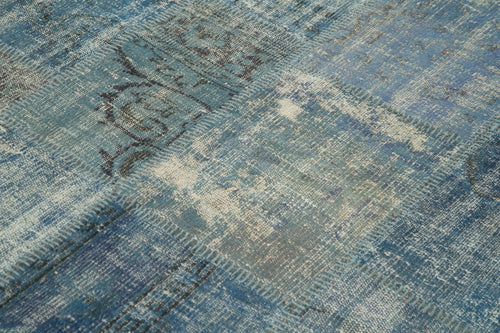 Kirk Yama Blue Patchwork Cotton Wool Handmade Area Rug 5'9'' x 8'1''