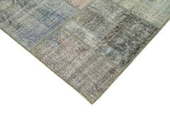 Handmade Area Rug - Kirk Yama Grey Patchwork Cotton Wool Carpet 5'9''x8'2''
