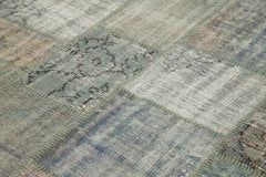 Handmade Area Rug - Kirk Yama Grey Patchwork Cotton Wool Carpet 5'9''x8'2''