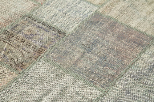 Kirk Yama Grey Patchwork Cotton Wool Handmade Area Rug 5'9'' x 8'0''