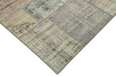 Kirk Yama Grey Patchwork Cotton Wool Handmade Area Rug 5'9'' x 8'0''