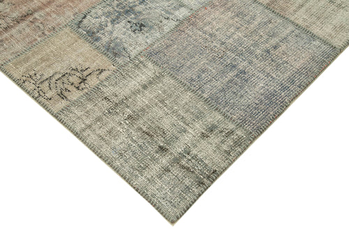 Kirk Yama Grey Patchwork Cotton Wool Handmade Area Rug 5'9'' x 8'0''