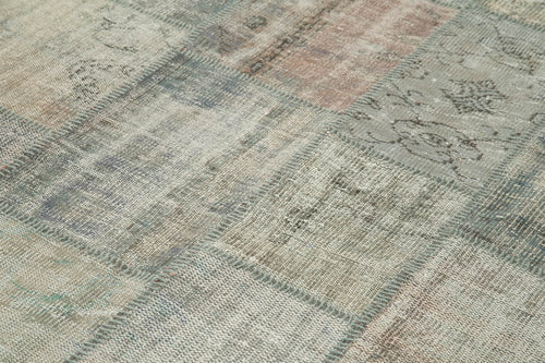 Kirk Yama Grey Patchwork Cotton Wool Handmade Area Rug 5'9'' x 8'0''