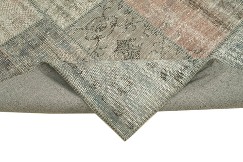 Kirk Yama Grey Patchwork Cotton Wool Handmade Area Rug 5'9'' x 8'0''