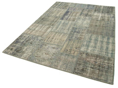 Kirk Yama Grey Patchwork Cotton Wool Handmade Area Rug 5'9'' x 8'0''