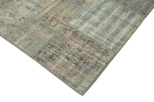 Kirk Yama Grey Patchwork Cotton Wool Handmade Area Rug 5'9'' x 8'0''