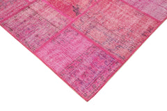 Kirk Yama Pink Patchwork Cotton Wool Handmade Area Rug 5'9'' x 7'11''