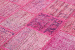 Kirk Yama Pink Patchwork Cotton Wool Handmade Area Rug 5'9'' x 7'11''