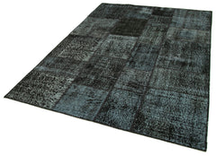 Kirk Yama Black Patchwork Cotton Wool Handmade Area Rug 5'8'' x 7'11''