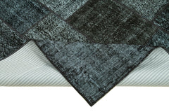 Kirk Yama Black Patchwork Cotton Wool Handmade Area Rug 5'8'' x 7'11''