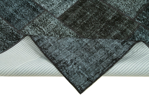 Kirk Yama Black Patchwork Cotton Wool Handmade Area Rug 5'8'' x 7'11''