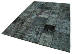 Kirk Yama Black Patchwork Cotton Wool Handmade Area Rug 5'9'' x 7'11''