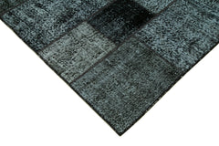 Kirk Yama Black Patchwork Cotton Wool Handmade Area Rug 5'9'' x 7'11''