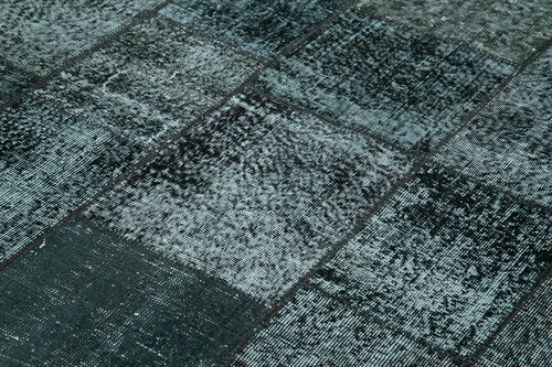 Kirk Yama Black Patchwork Cotton Wool Handmade Area Rug 5'9'' x 7'11''