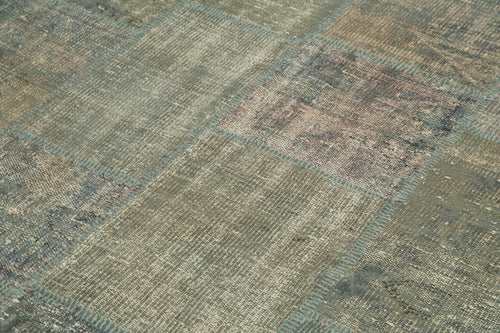 Handmade Area Rug - Kirk Yama Grey Patchwork Cotton Wool Carpet 5'9" x 8'0"