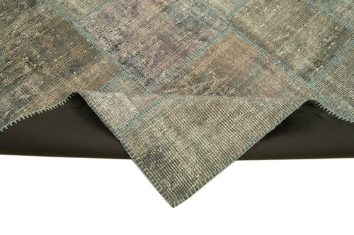 Handmade Area Rug - Kirk Yama Grey Patchwork Cotton Wool Carpet 5'9" x 8'0"